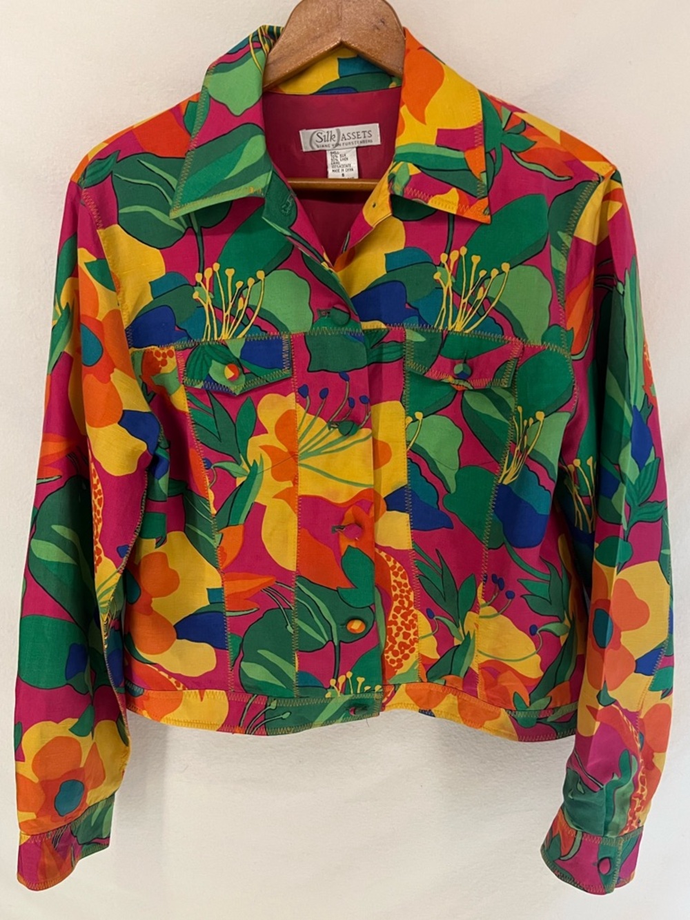 Diane Von Furstenberg Floral Silk Linen Jacket Women’s Size S Tropical Colorful